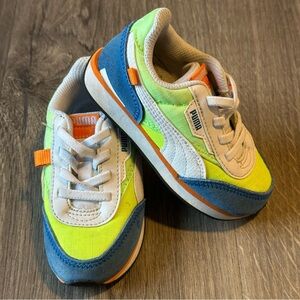 Puma Kids Sneakers 7c - Blue, Lime Green, Yellow and Orange